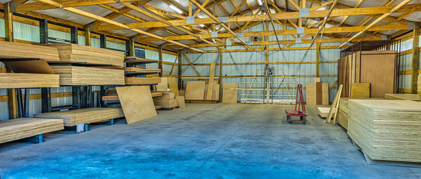 Storage building for plywood